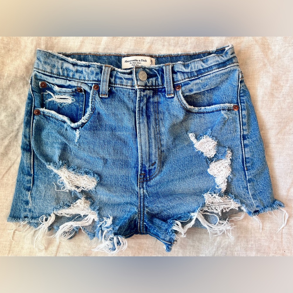 ❁∙High Rise Frayed Hem Denim Shorts∙❁